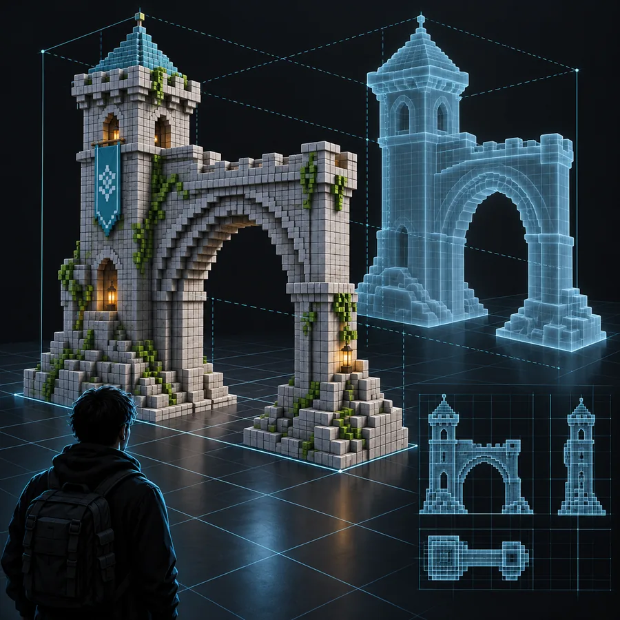 Minecraft structure displayed as a reusable build asset