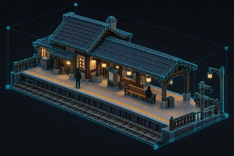 GLB building model prepared for conversion