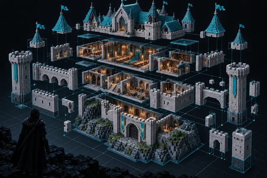 Minecraft-style block structure representing the converted model